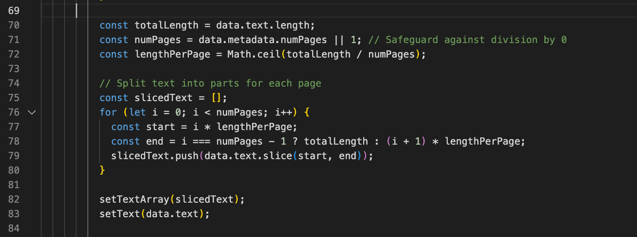 Pagination for large documents image